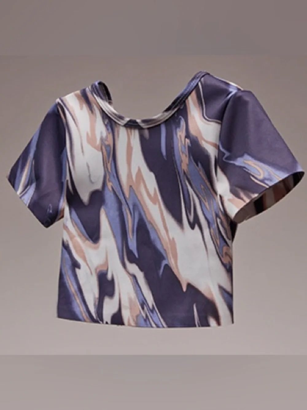 Old Navy Marble-Print Short Sleeve Tee in Navy, Cream, Tan